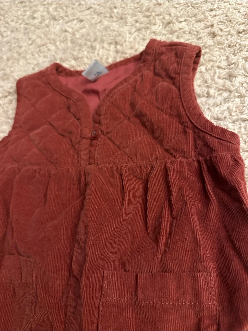 Old Navy Baby Girls Rust Corduroy Sleeveless Romper - 6-12M